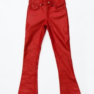 Nyrva Flared Genuine Leather Cherry Red Pants Size 32
